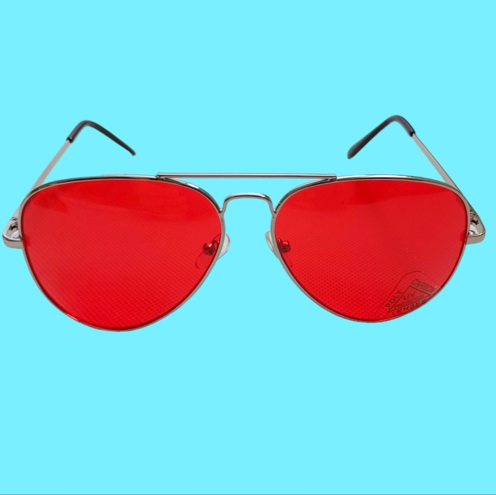 DARK RED AVIATOR SUNGLASSES - Picture 1 of 8
